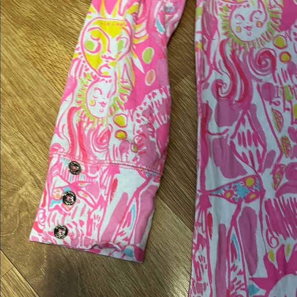 Lilly Pulitzer Pink and Yellow Dress excellent condition. Gold buttons small - Picture 4 of 6